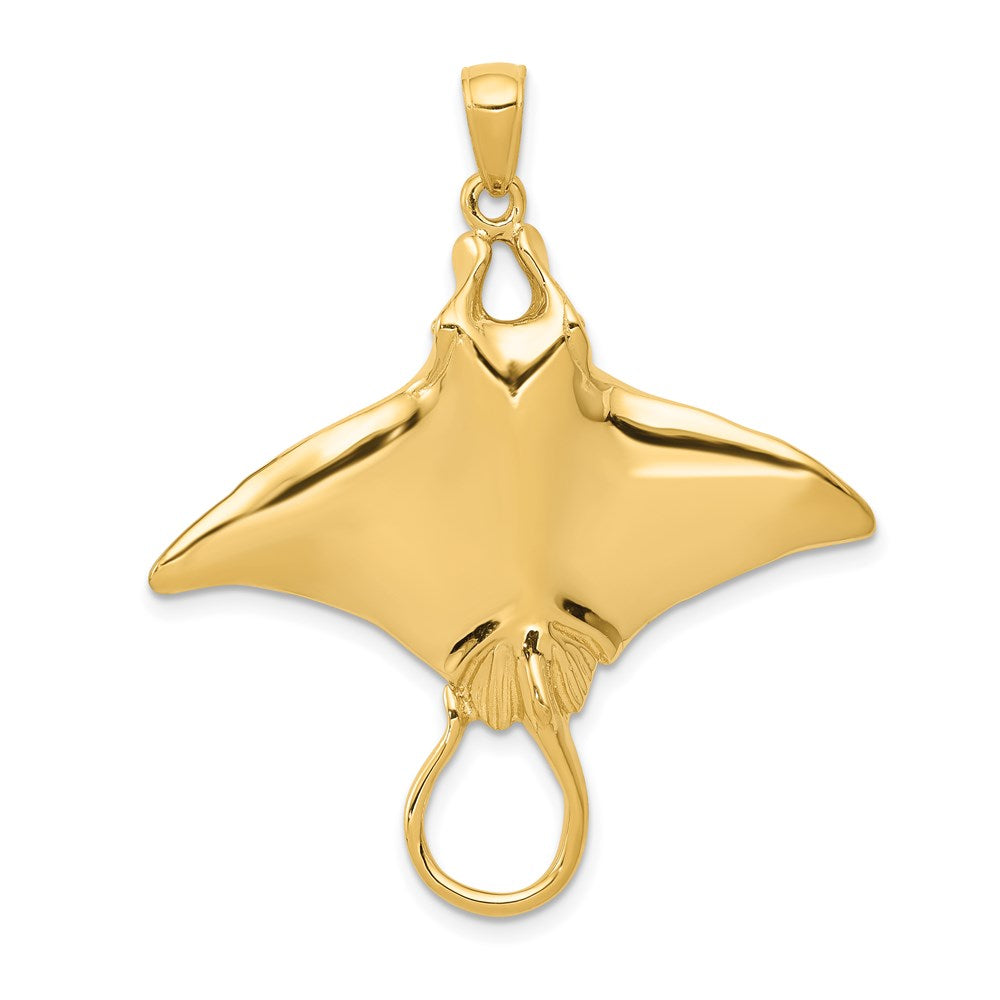 14k Yellow Gold 35 mm Manta Ray Pendant (6.64 grams)