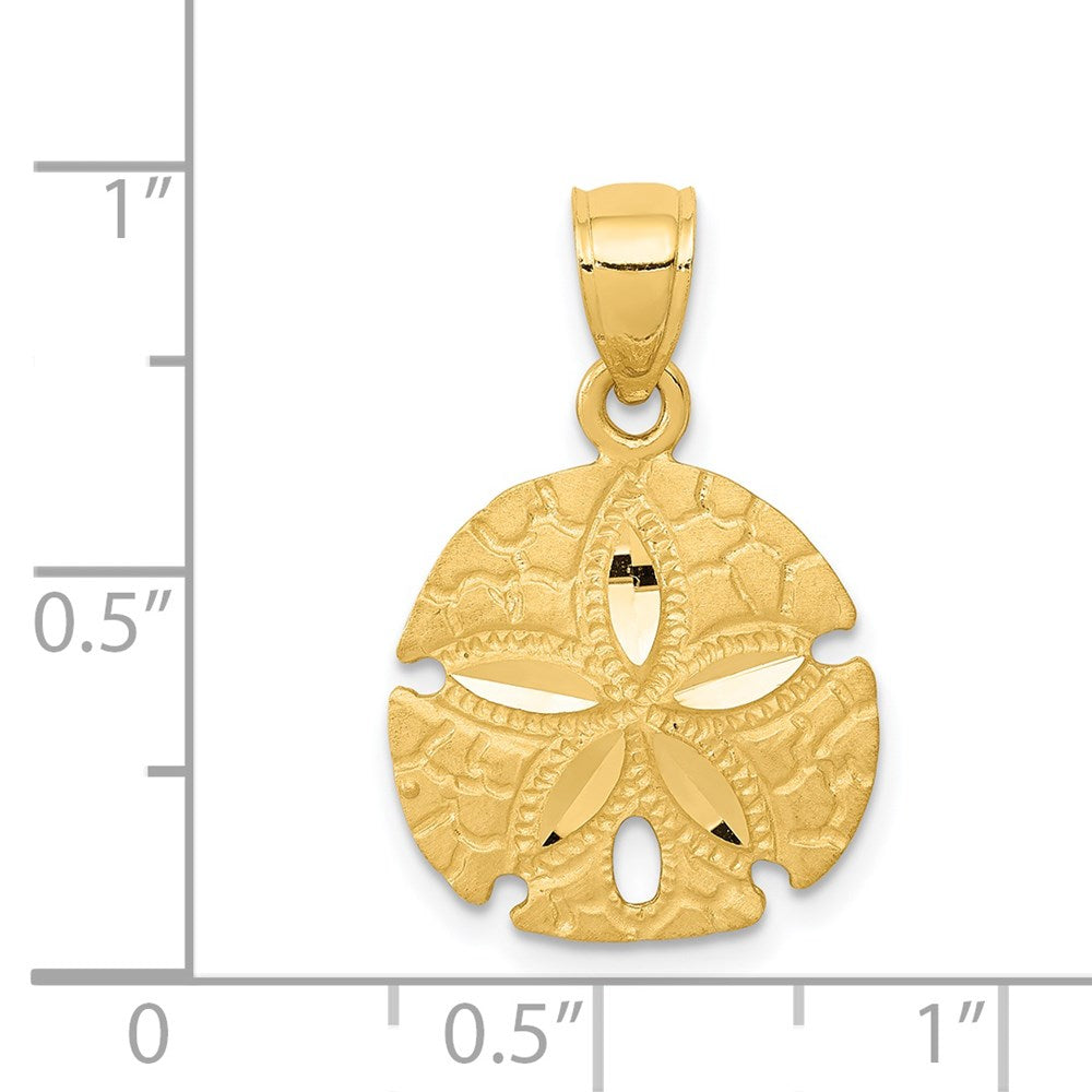 14k Yellow Gold 15 mm Sand Dollar Pendant (1.42 grams)