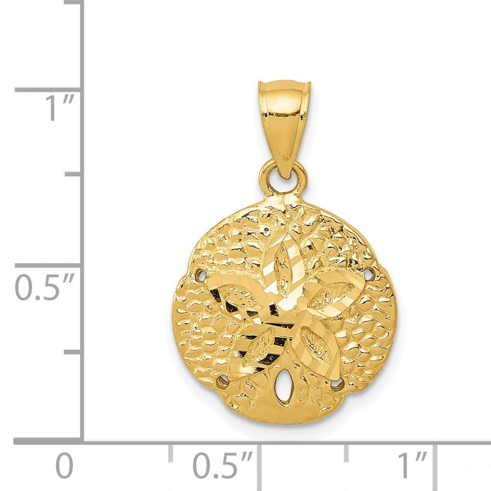 14k Yellow Gold 15 mm Sand Dollar Pendant (2.1 grams)