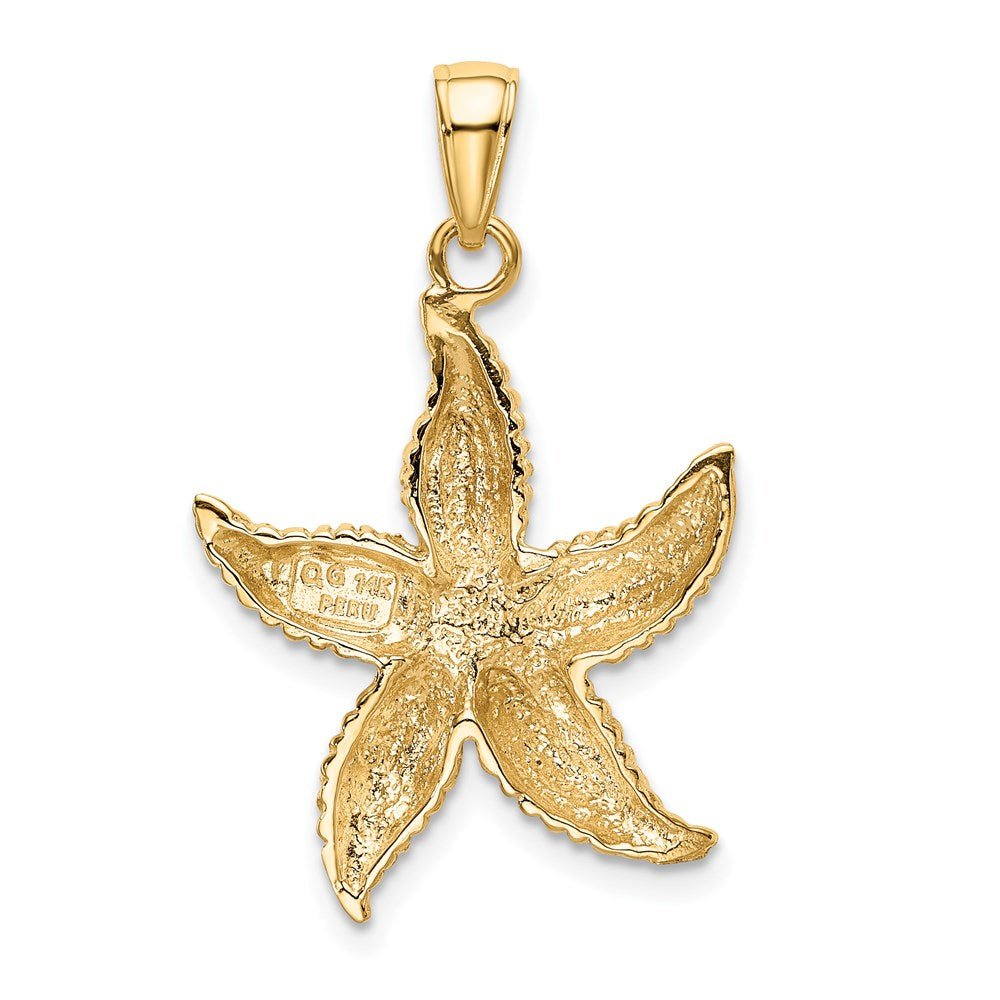 14k Yellow Gold 20 mm Textured Starfish Pendant (2.77 grams)