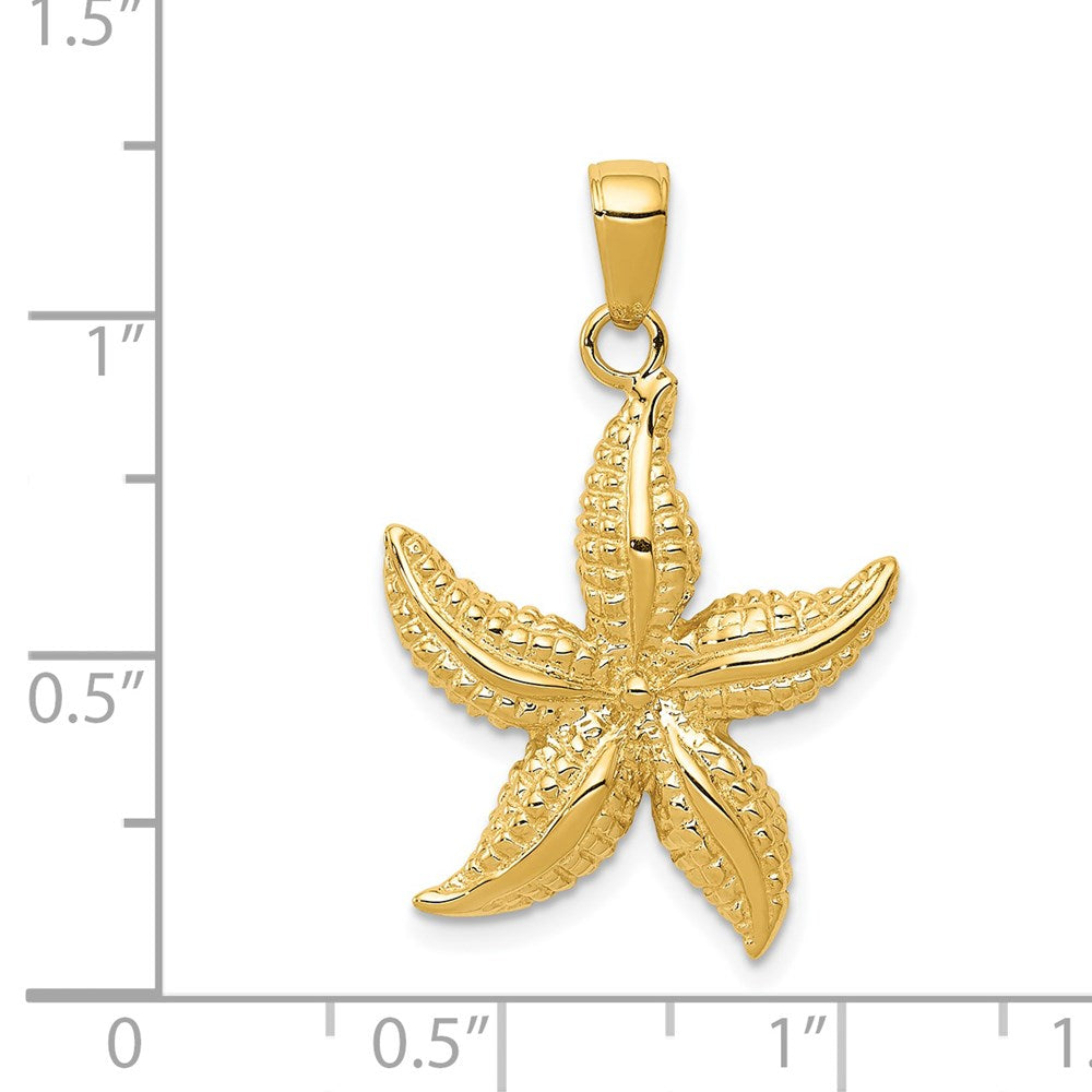 14k Yellow Gold 20 mm Textured Starfish Pendant (2.77 grams)