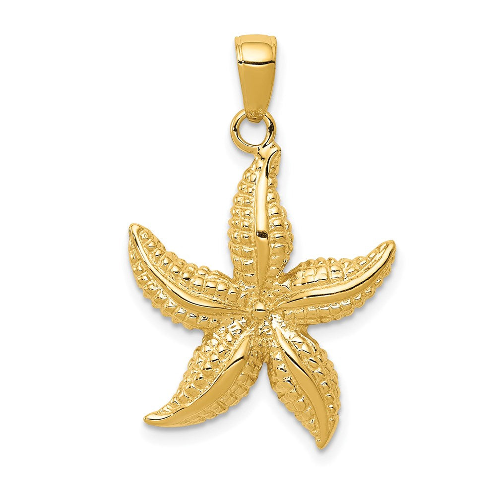 14k Yellow Gold 20 mm Textured Starfish Pendant (2.77 grams)