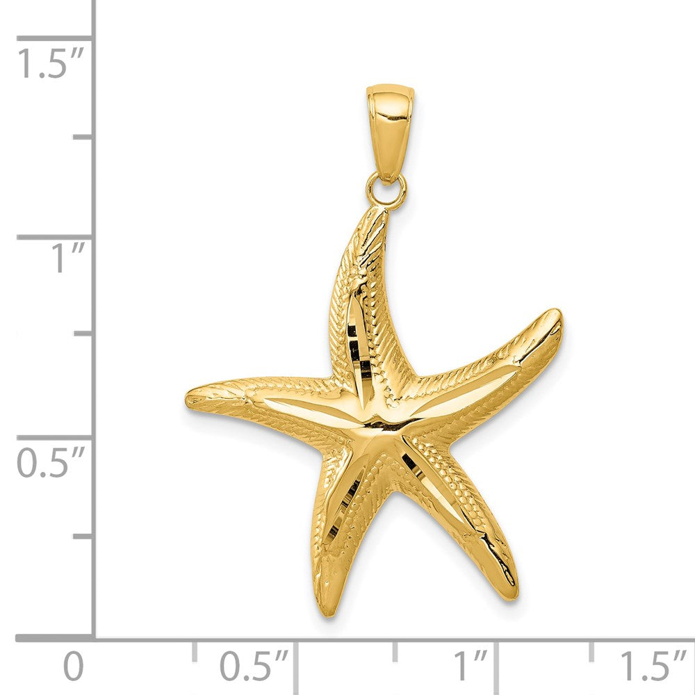 14k Yellow Gold 26 mm Diamond-cut Starfish Pendant (2.27 grams)