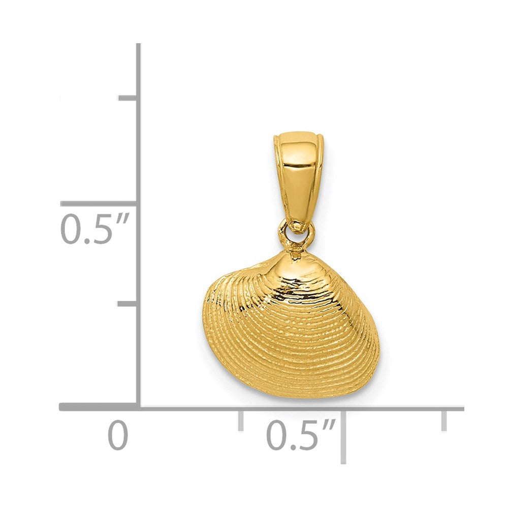 14k Yellow Gold 12 mm Small Clam Shell Pendant (1.01 grams)