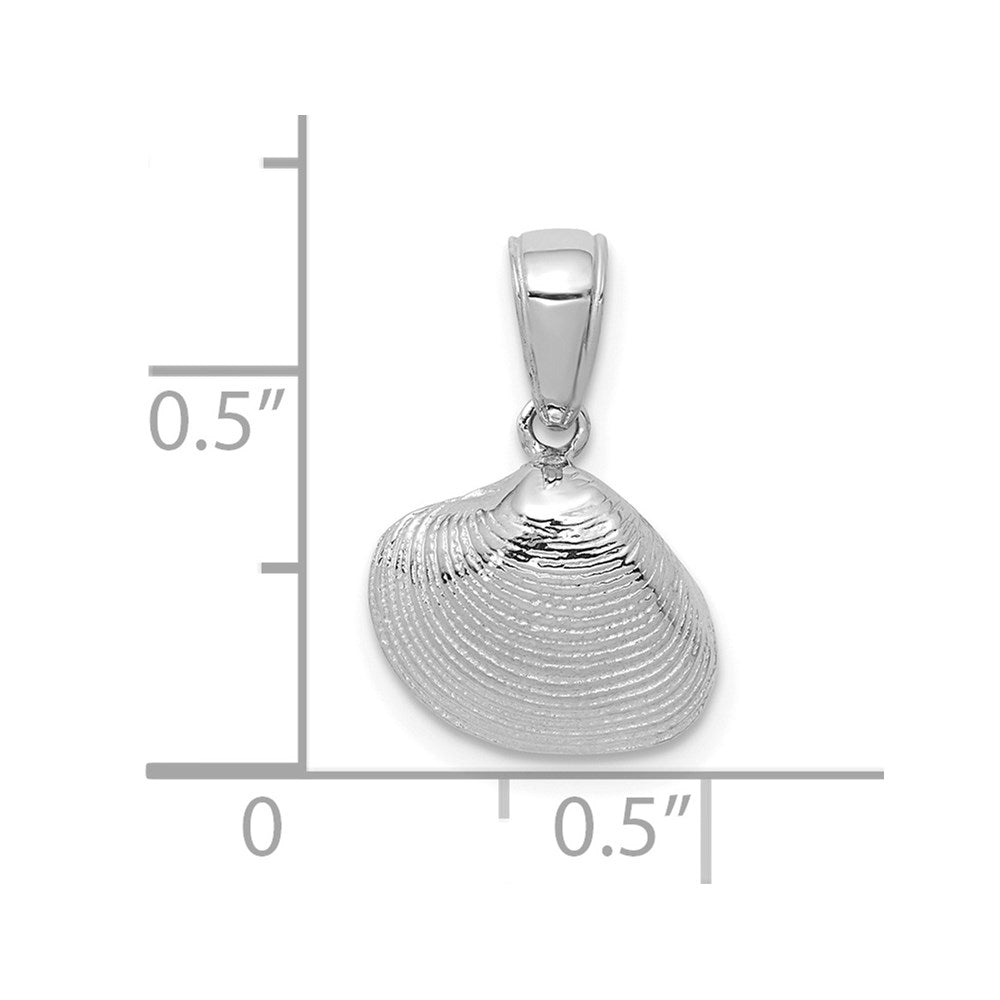 14k White Gold 12 mm  Small Clam Shell Pendant (0.81 grams)