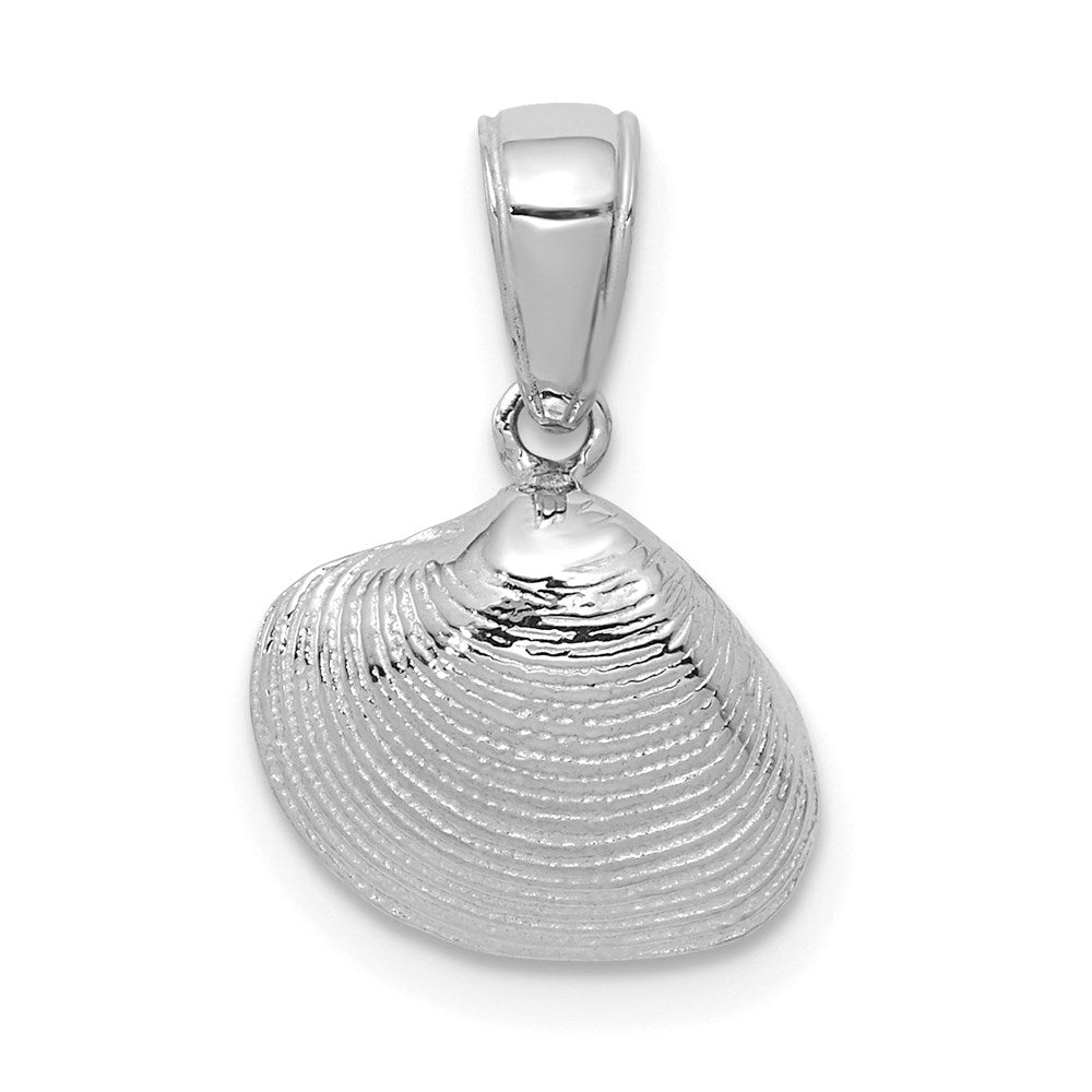 14k White Gold 12 mm  Small Clam Shell Pendant (0.81 grams)