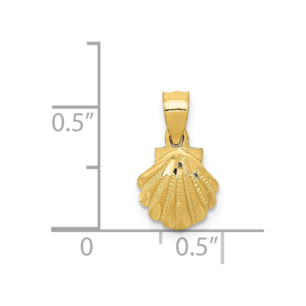 14k Yellow Gold 8 mm Scallop Shell Pendant (0.48 grams)