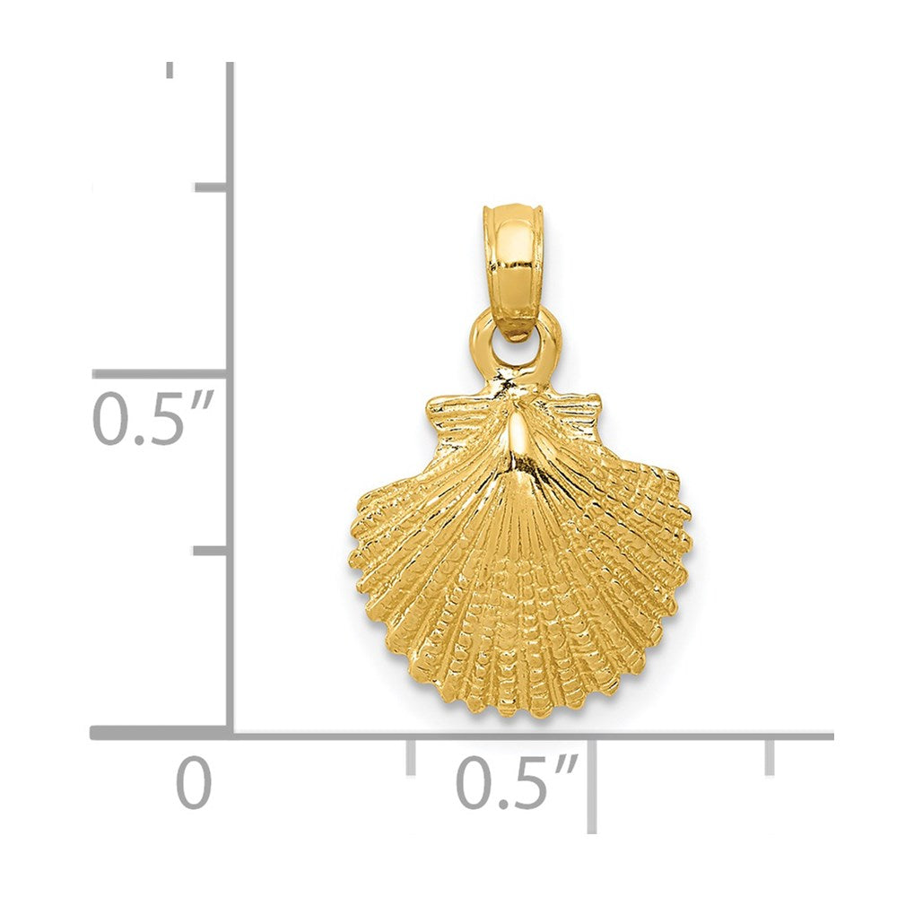 14k Yellow Gold 12 mm Scallop Shell Pendant (1.29 grams)