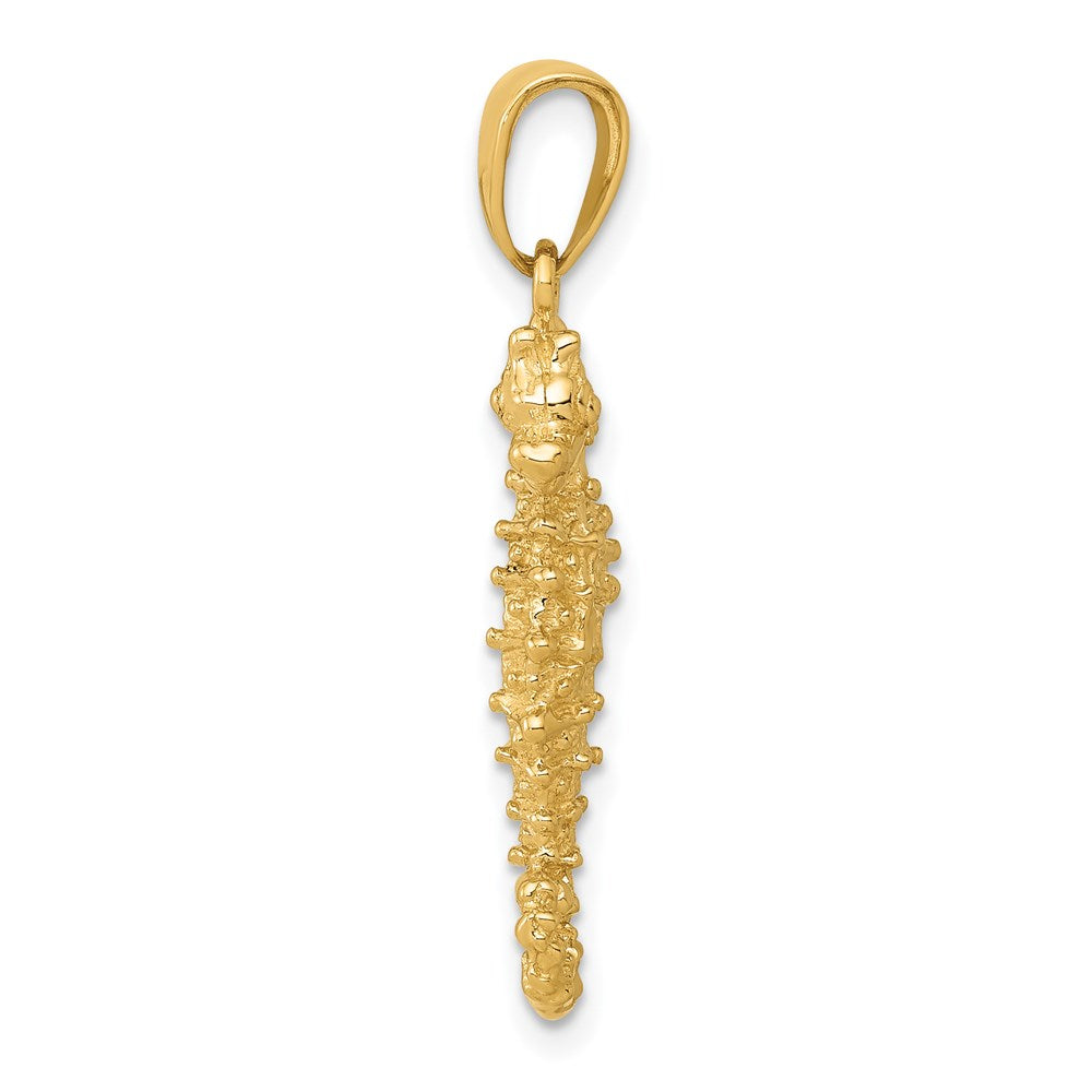 14k Yellow Gold 11 mm 3D Seahorse Pendant (2.18 grams)