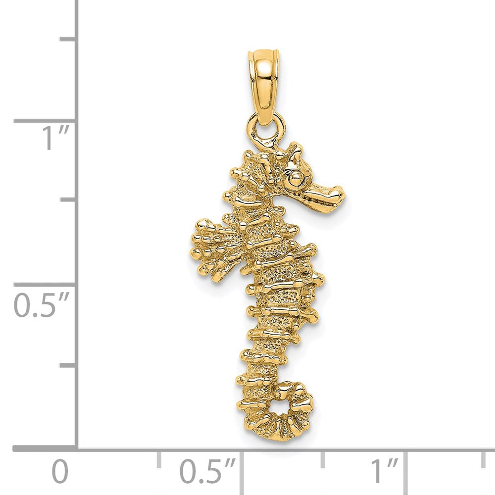 14k Yellow Gold 11 mm 3D Seahorse Pendant (2.18 grams)