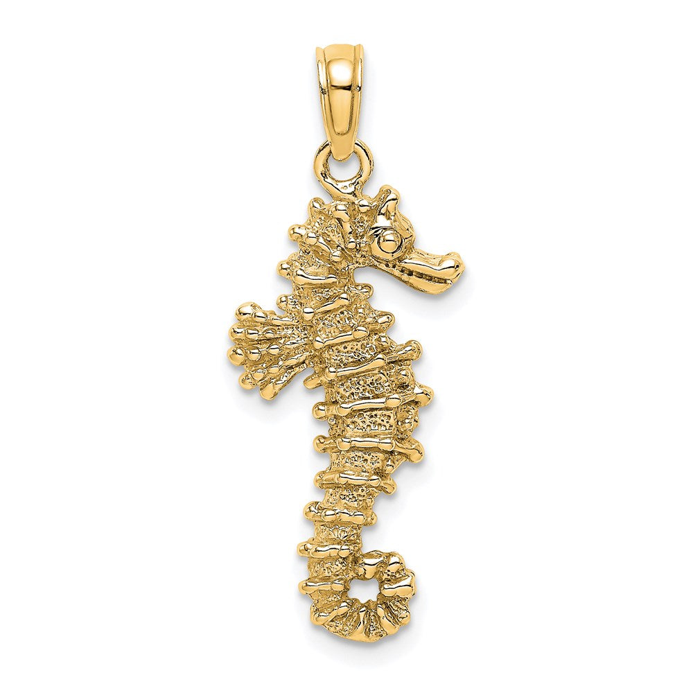 14k Yellow Gold 11 mm 3D Seahorse Pendant (2.18 grams)