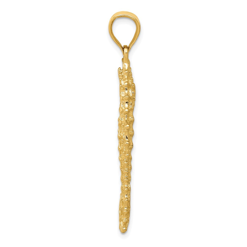 14k Yellow Gold 18 mm 3D Seahorse Pendant (5.47 grams)