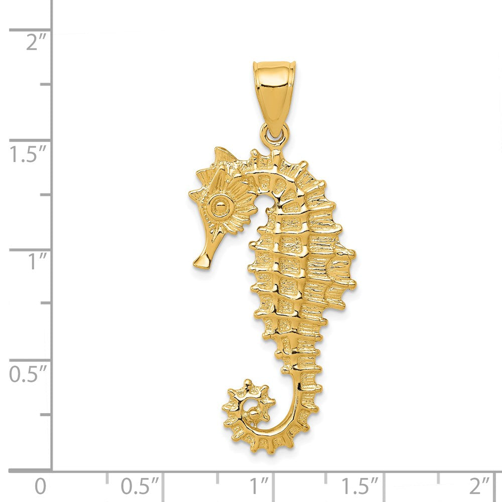 14k Yellow Gold 18 mm 3D Seahorse Pendant (5.47 grams)