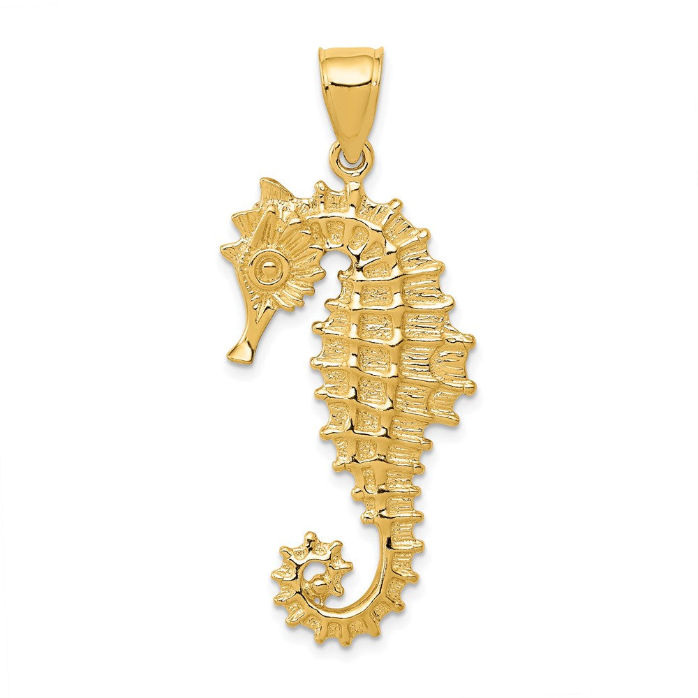 14k Yellow Gold 18 mm 3D Seahorse Pendant (5.47 grams)