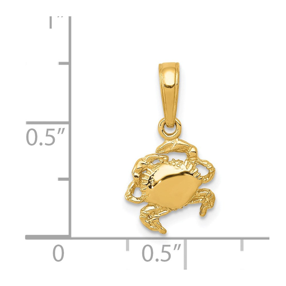 14k Yellow Gold 8 mm Crab Pendant (0.69 grams)