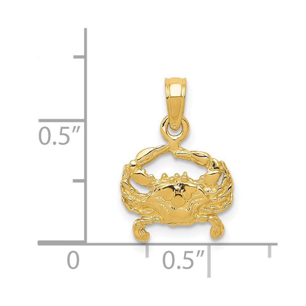 14k Yellow Gold 11 mm Crab Pendant (0.91 grams)