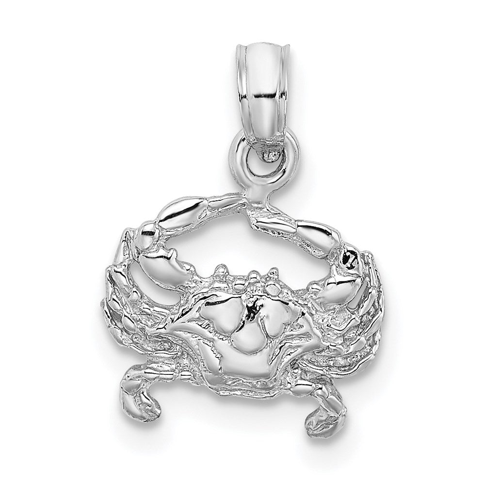 14k White Gold 11.7 mm  Blue Crab Charm (0.76 grams)