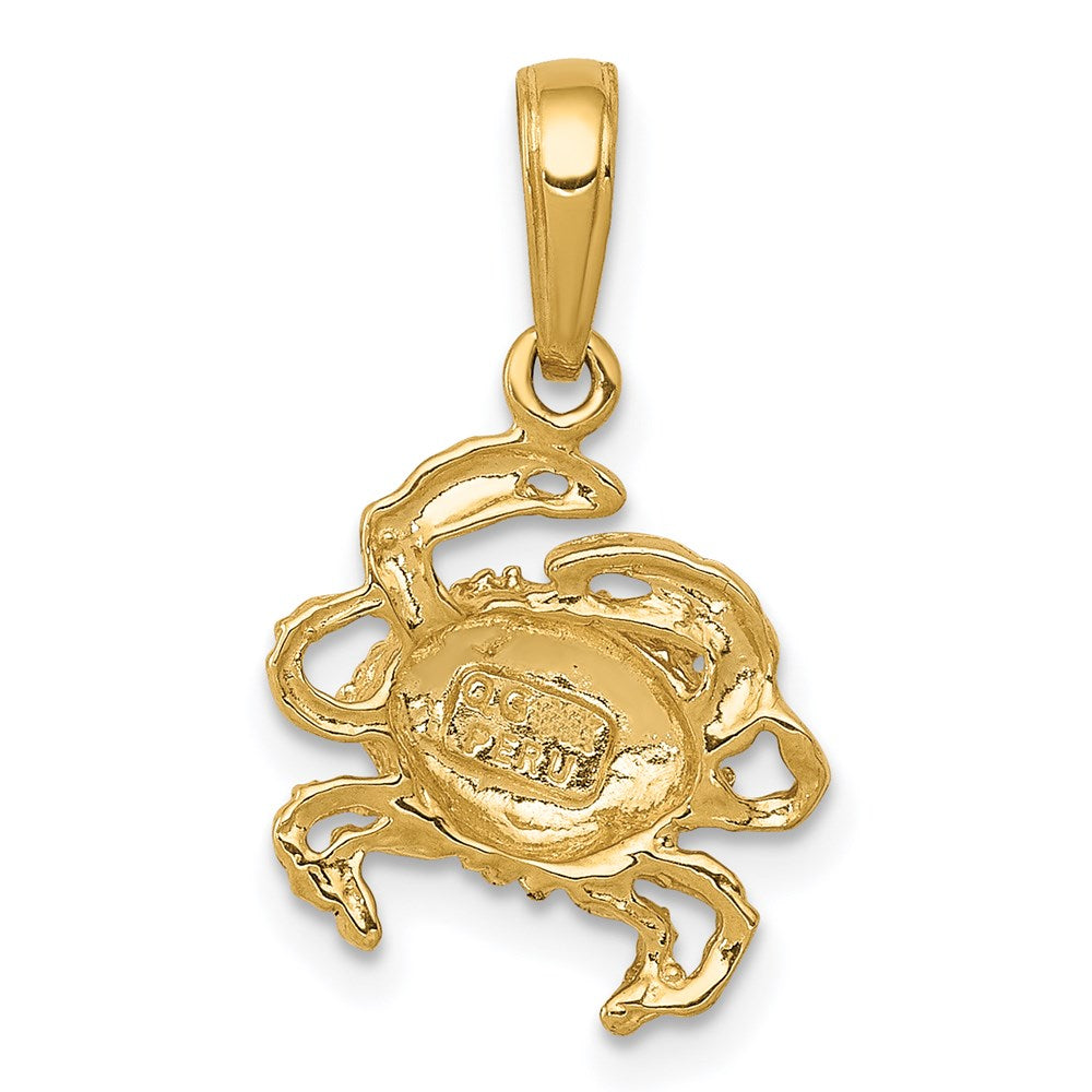 14k Yellow Gold 11 mm Crab Pendant (0.95 grams)