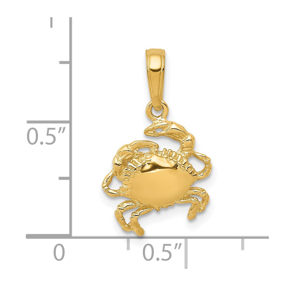 14k Yellow Gold 11 mm Crab Pendant (0.95 grams)