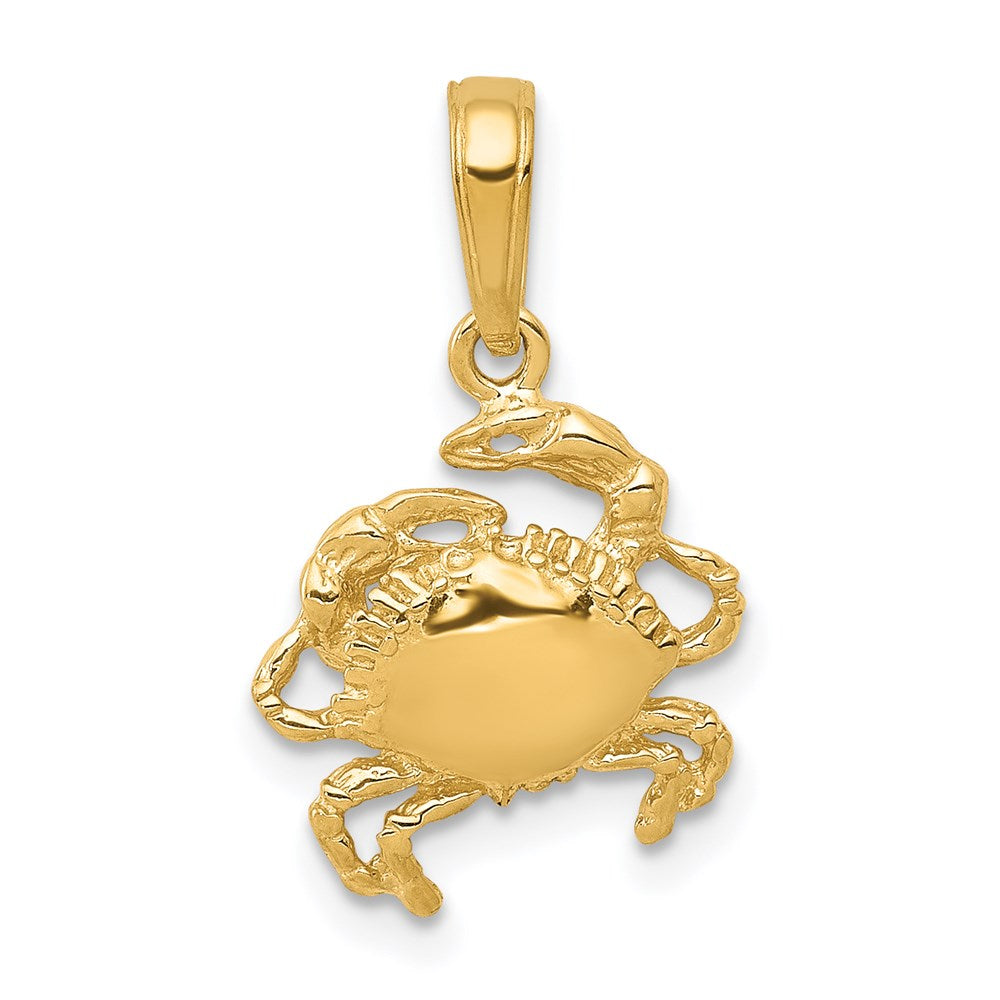 14k Yellow Gold 11 mm Crab Pendant (0.95 grams)