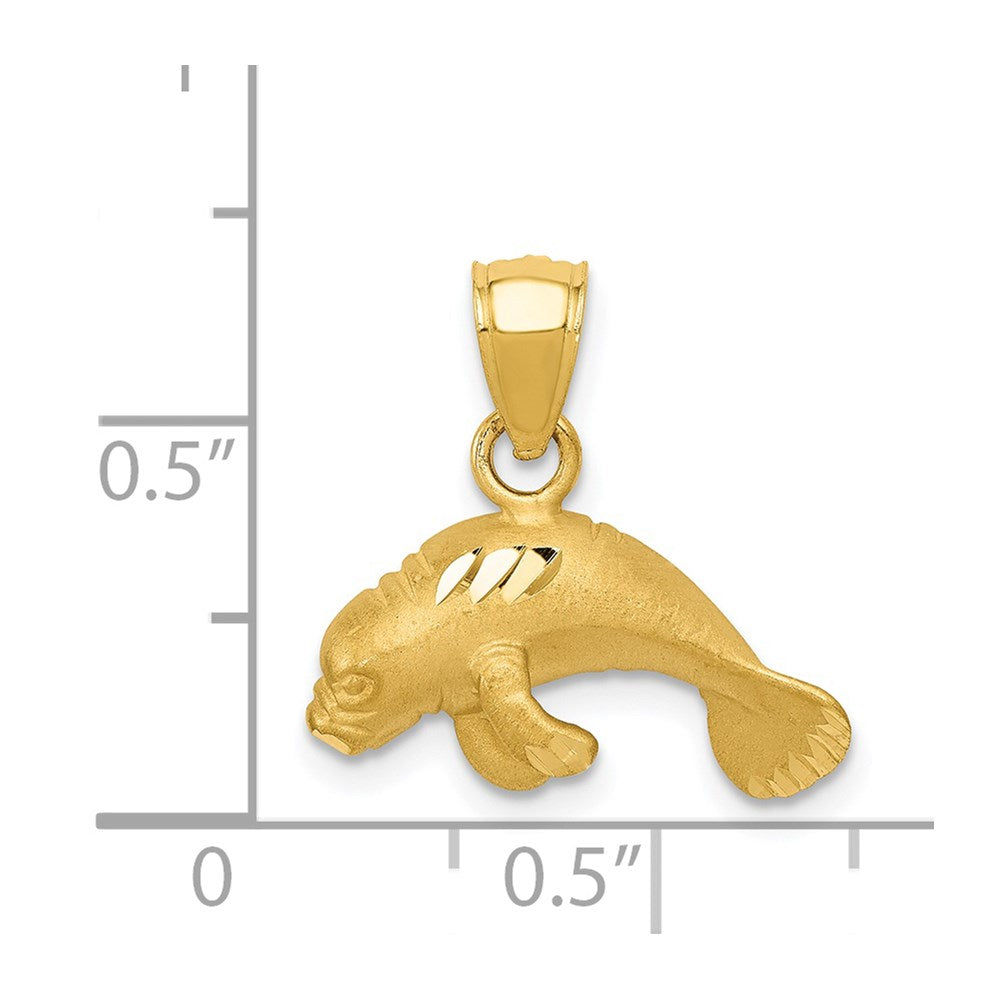 14k Yellow Gold 16 mm Manatee Pendant (1.42 grams)