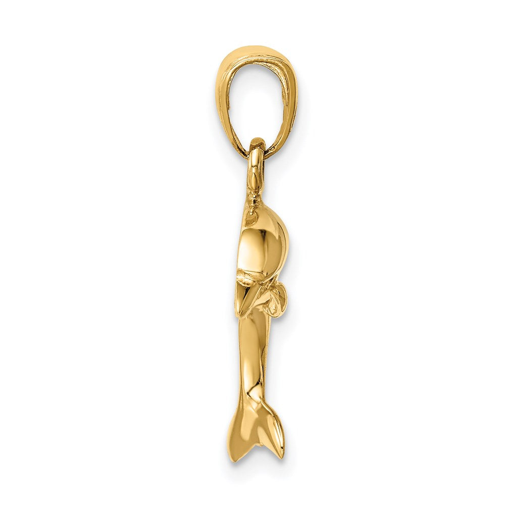 14k Yellow Gold 16 mm Jumping Dolphin Pendant (1.6 grams)