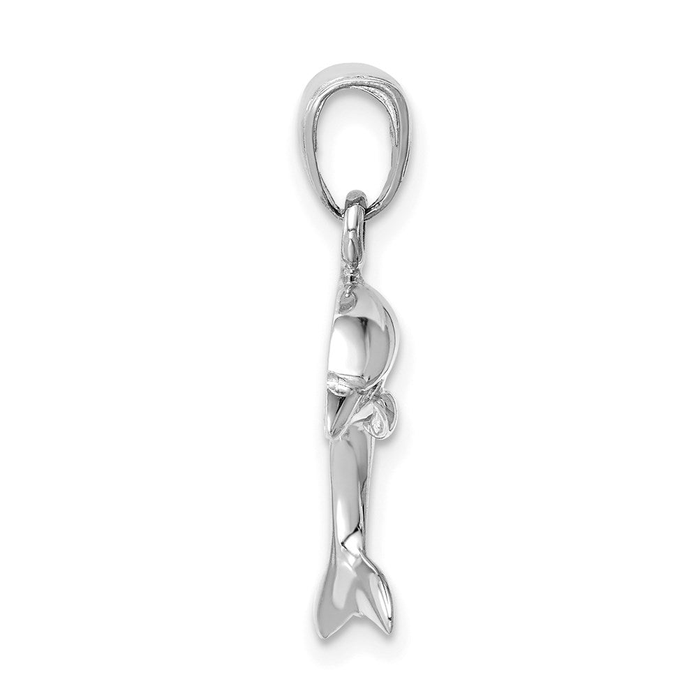 14k White Gold 19.1 mm Jumping Dolphin Pendant (1.59 grams)