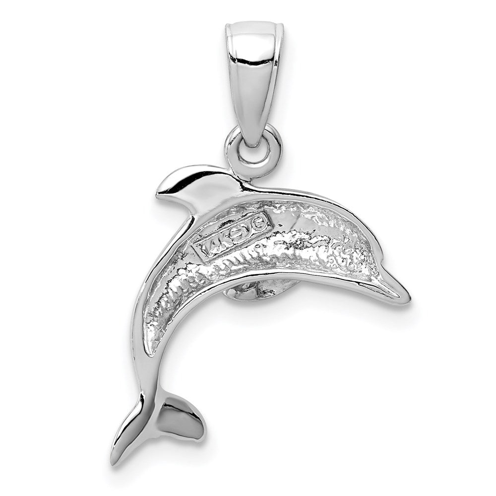 14k White Gold 19.1 mm Jumping Dolphin Pendant (1.59 grams)