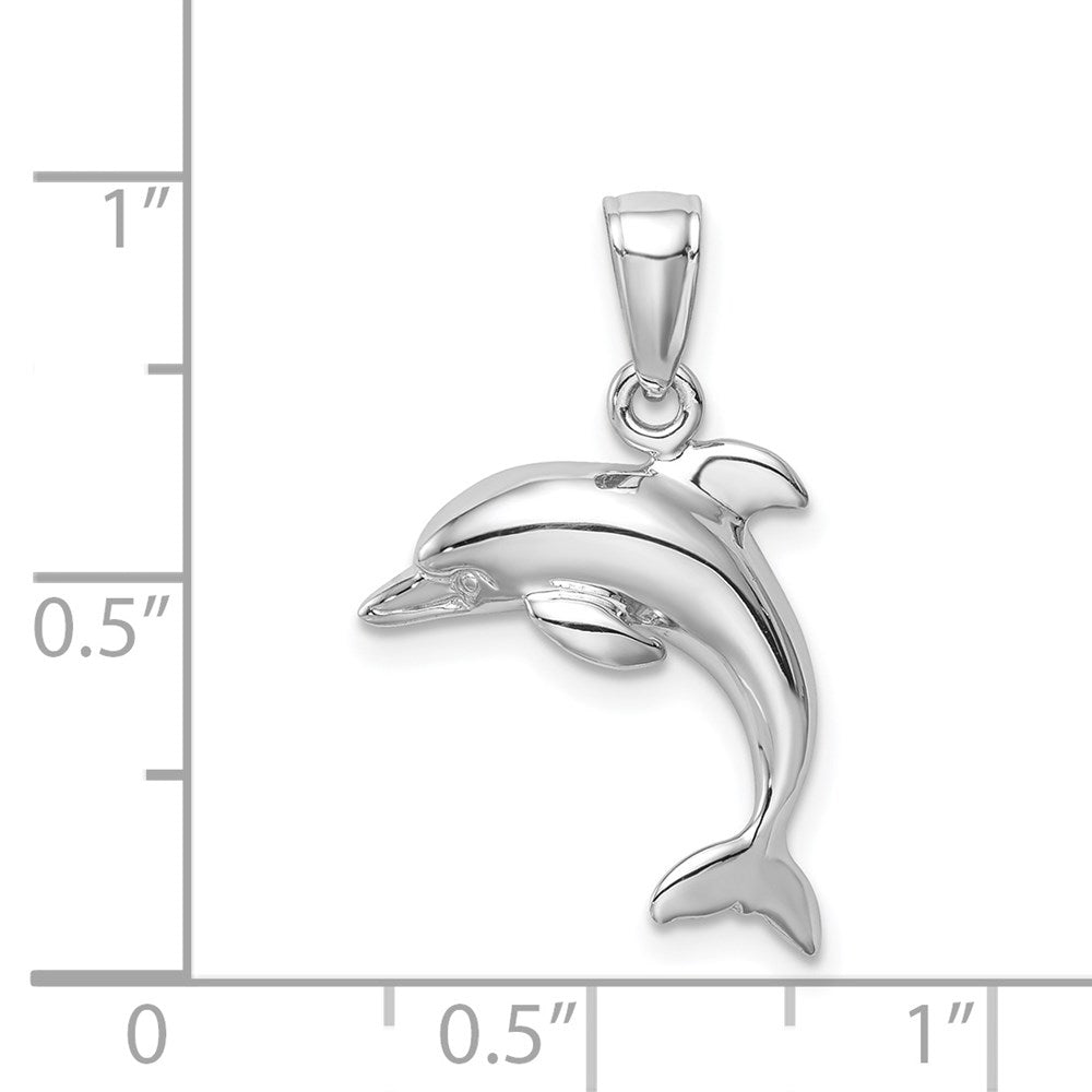 14k White Gold 19.1 mm Jumping Dolphin Pendant (1.59 grams)