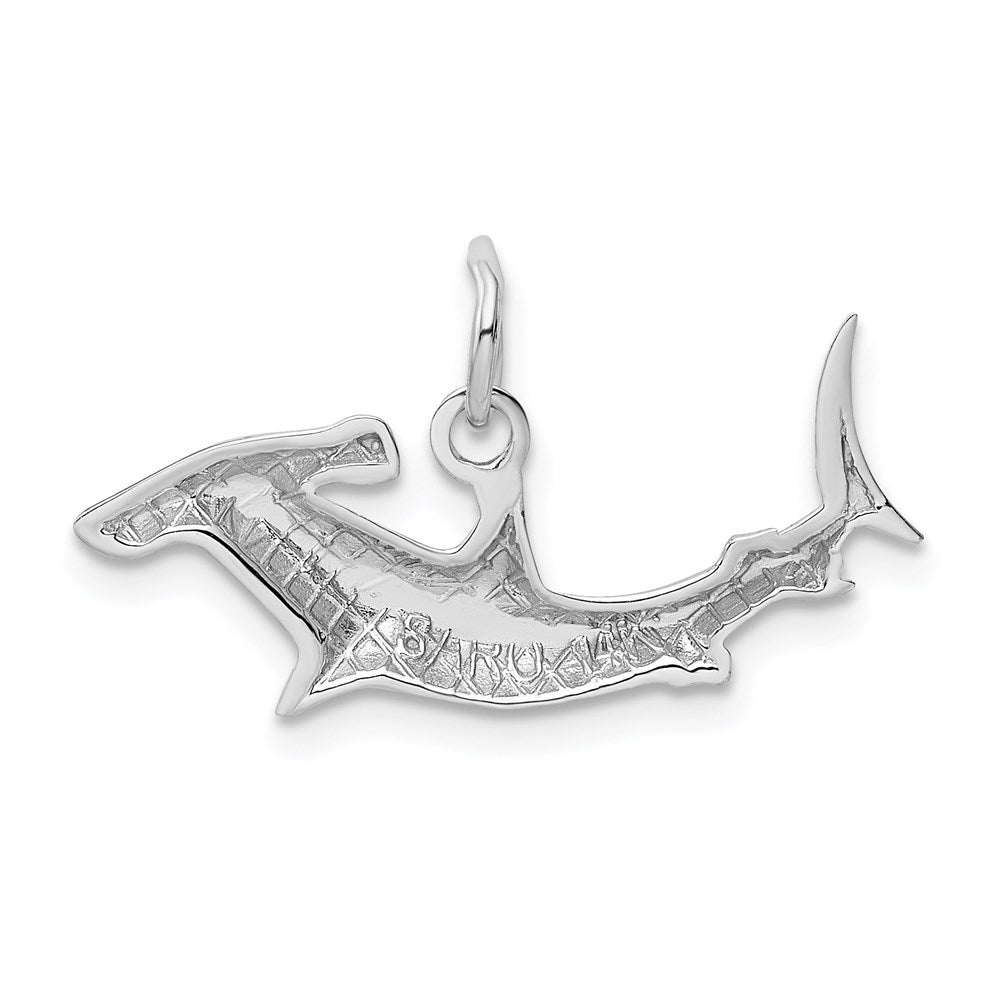 14k White Gold 25 mm rhead Shark Charm (0.96 grams)