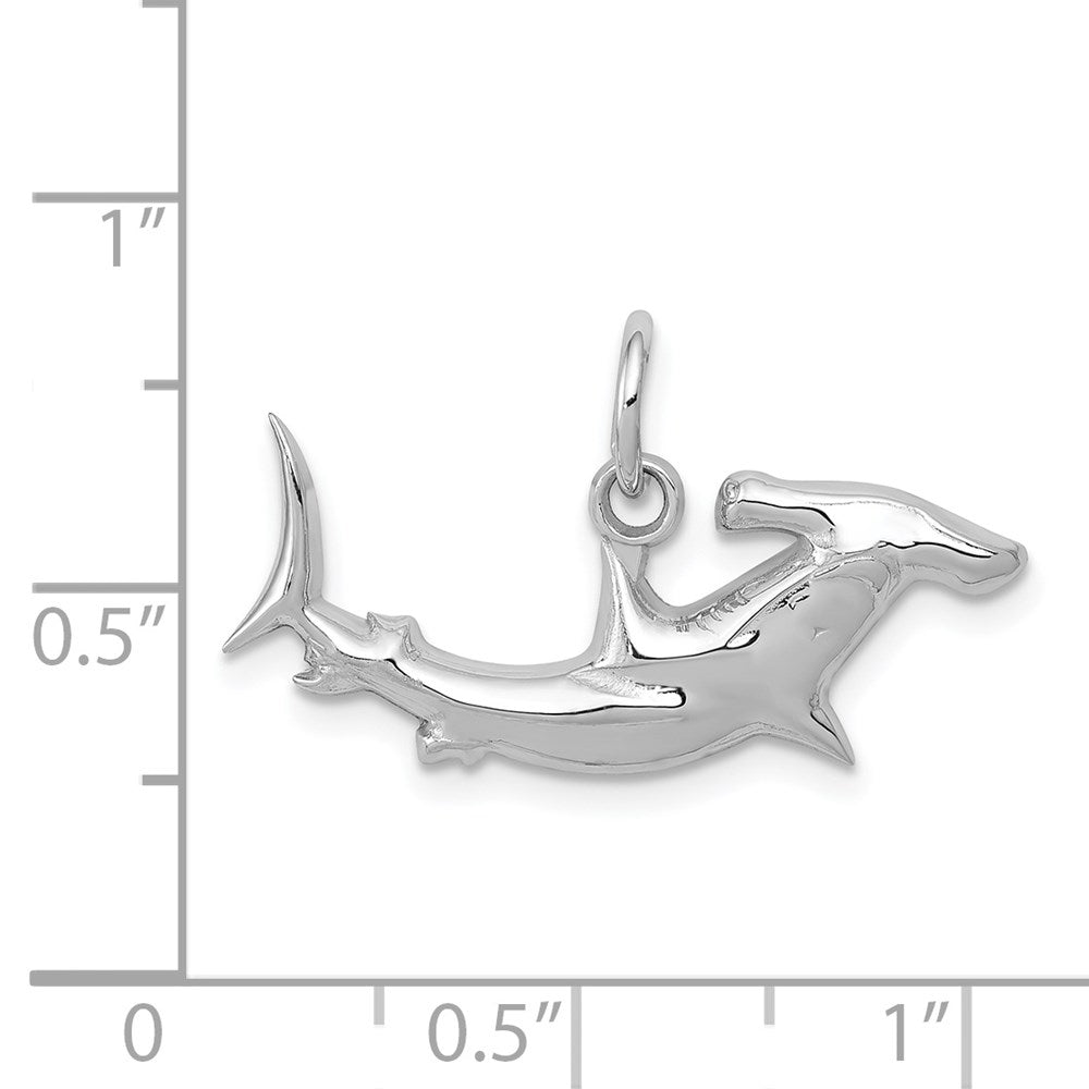 14k White Gold 25 mm rhead Shark Charm (0.96 grams)