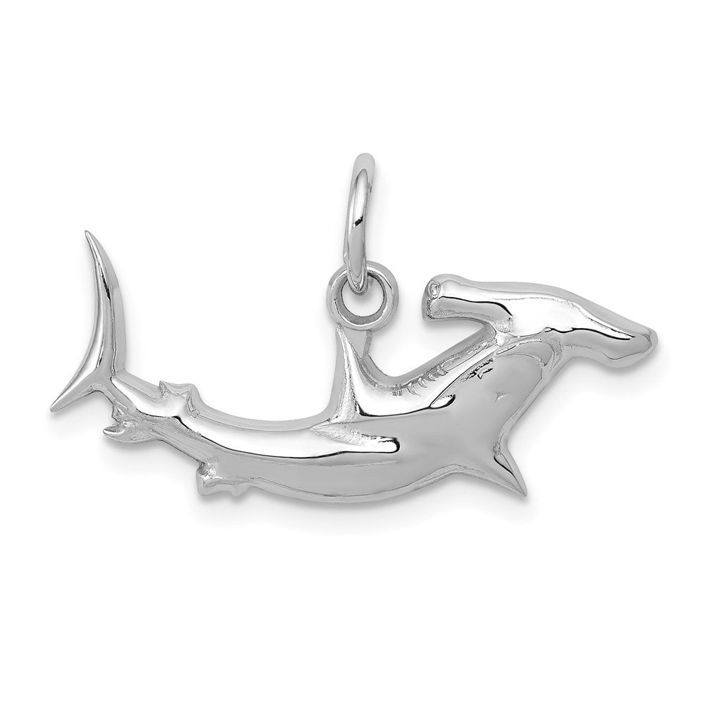 14k White Gold 25 mm rhead Shark Charm (0.96 grams)