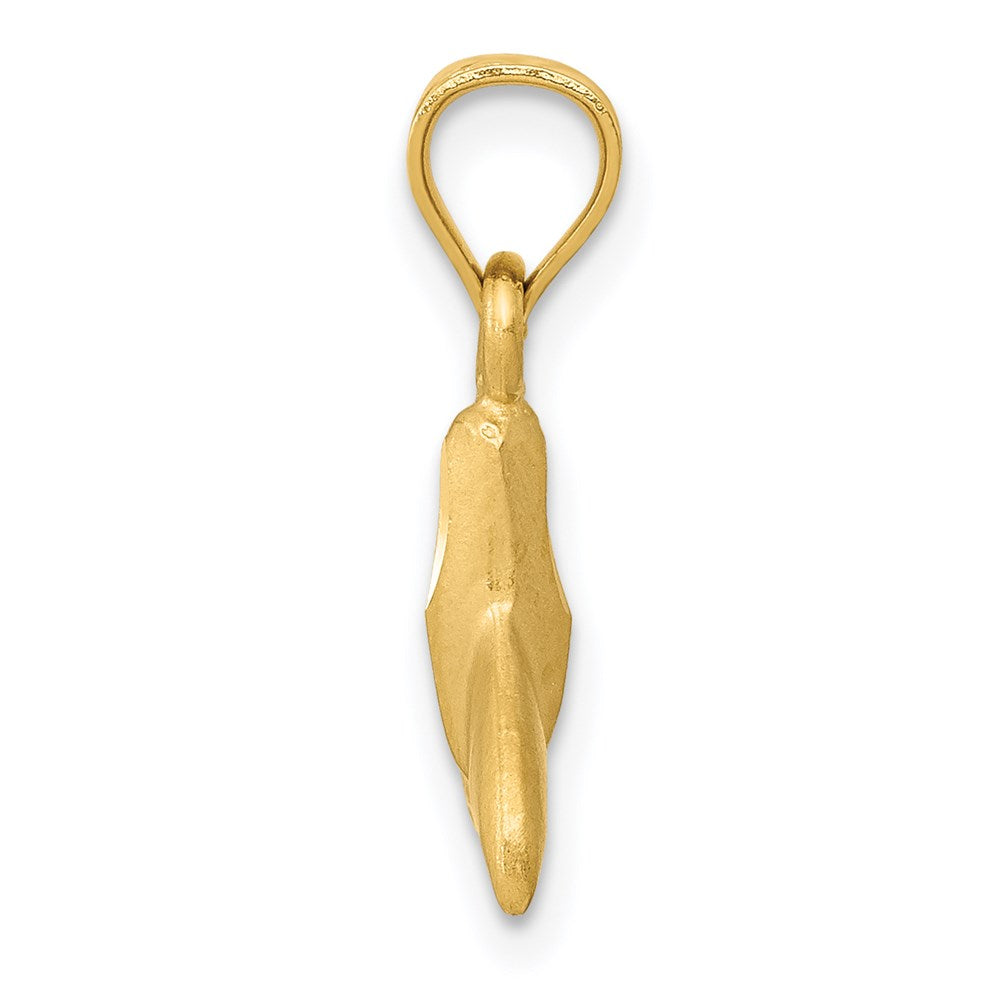 14k Yellow Gold 10 mm 3D Whale Tail Pendant (1.02 grams)