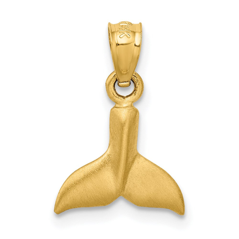 14k Yellow Gold 10 mm 3D Whale Tail Pendant (1.02 grams)