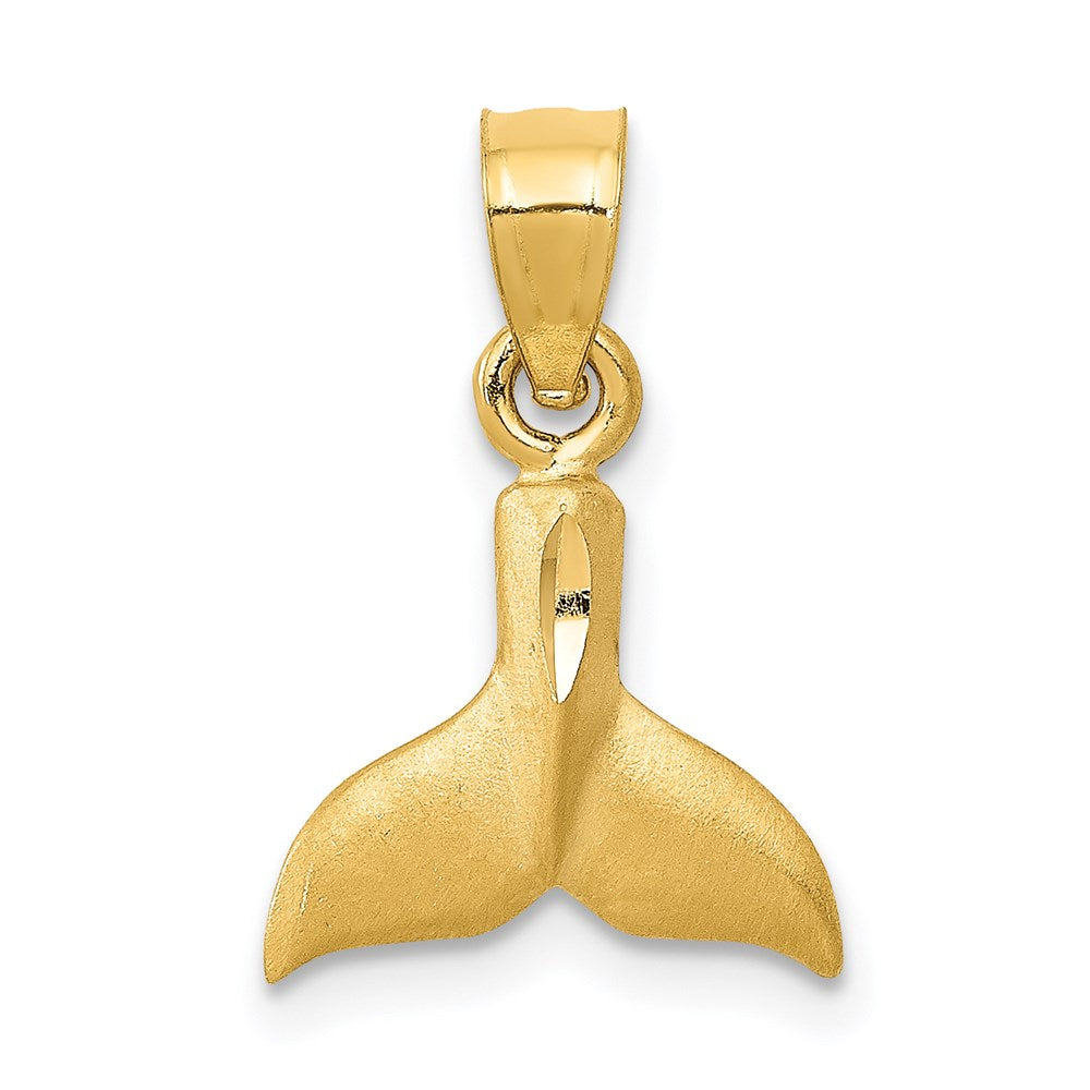 14k Yellow Gold 10 mm 3D Whale Tail Pendant (1.02 grams)