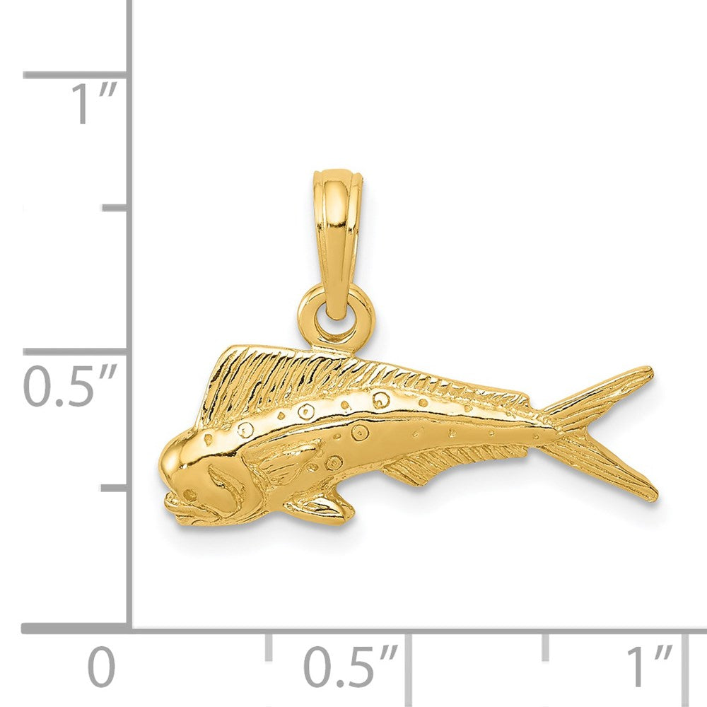 14k Yellow Gold 22 mm Mahi Mahi Fish Pendant (1.48 grams)