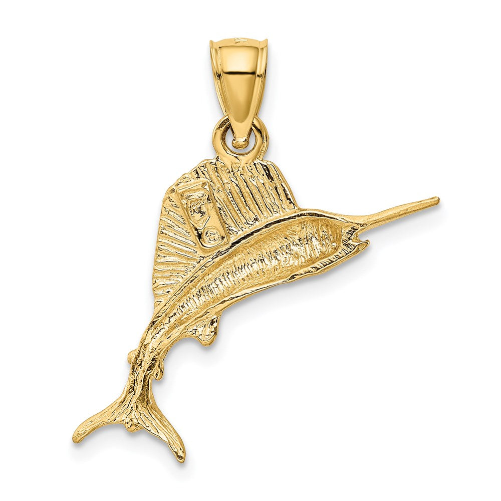 14k Yellow Gold 25 mm Sailfish Pendant (1.33 grams)