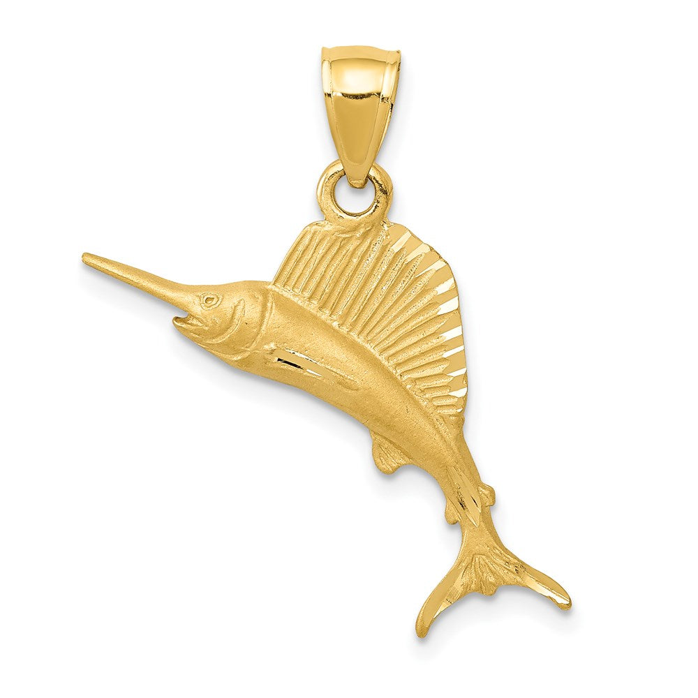 14k Yellow Gold 25 mm Sailfish Pendant (1.33 grams)