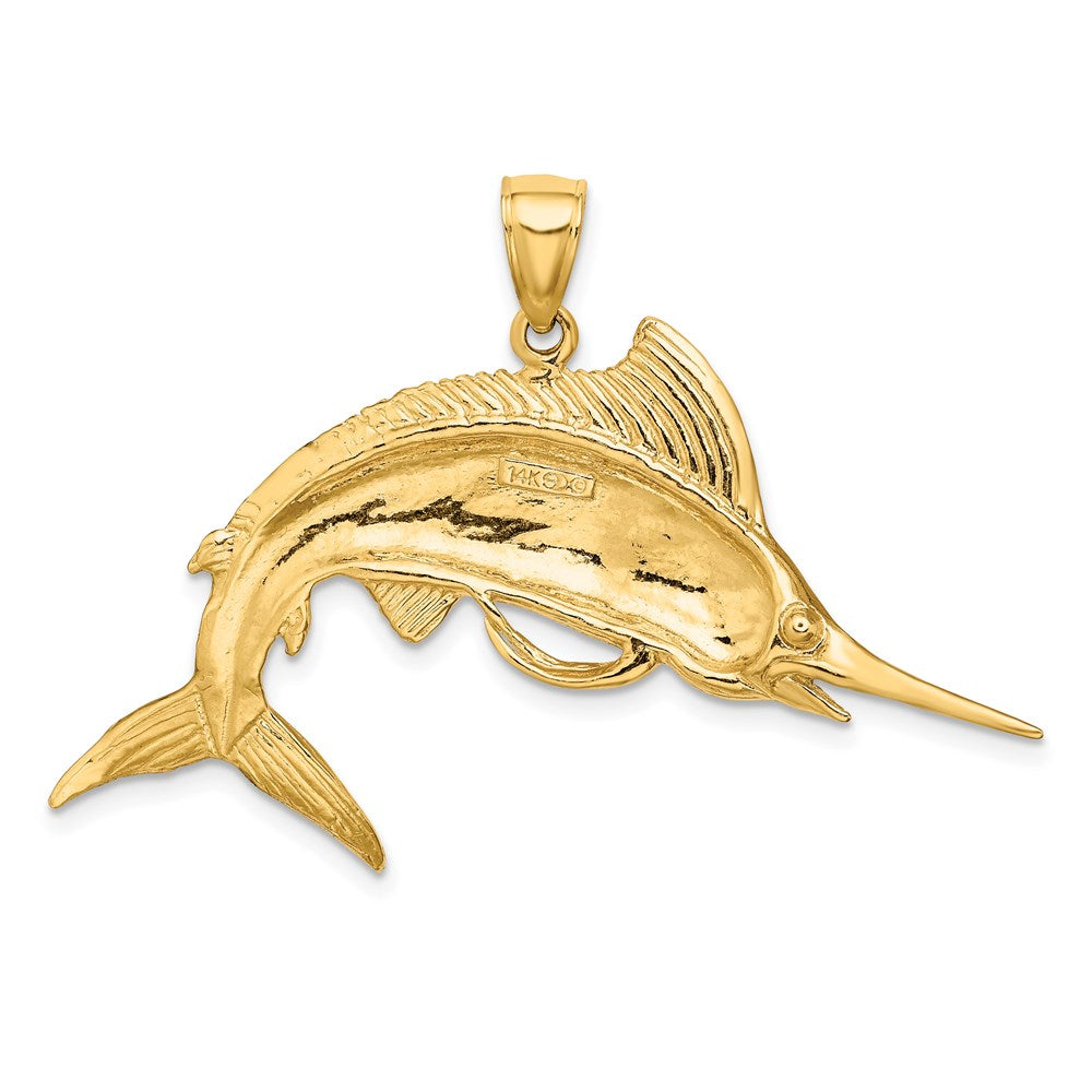 14k Yellow Gold 46 mm Marlin Pendant (7.65 grams)