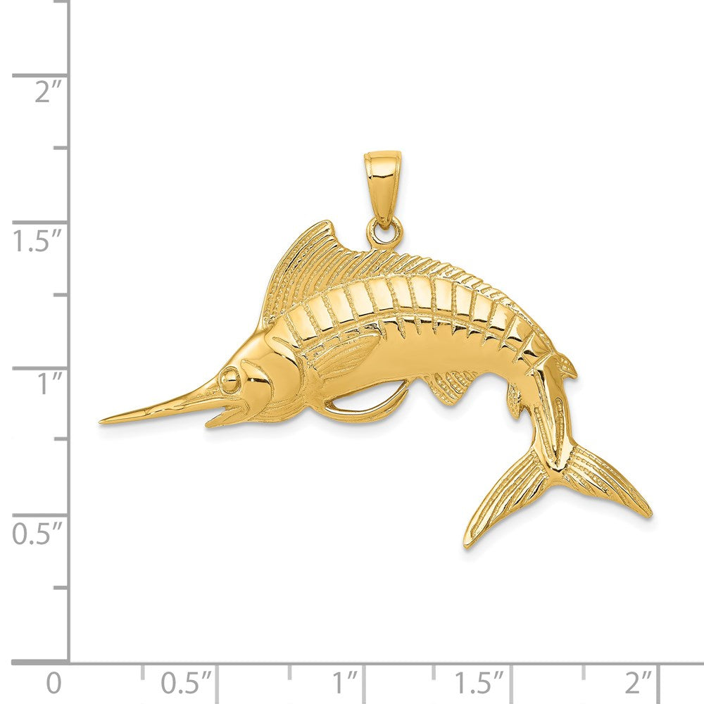 14k Yellow Gold 46 mm Marlin Pendant (7.65 grams)