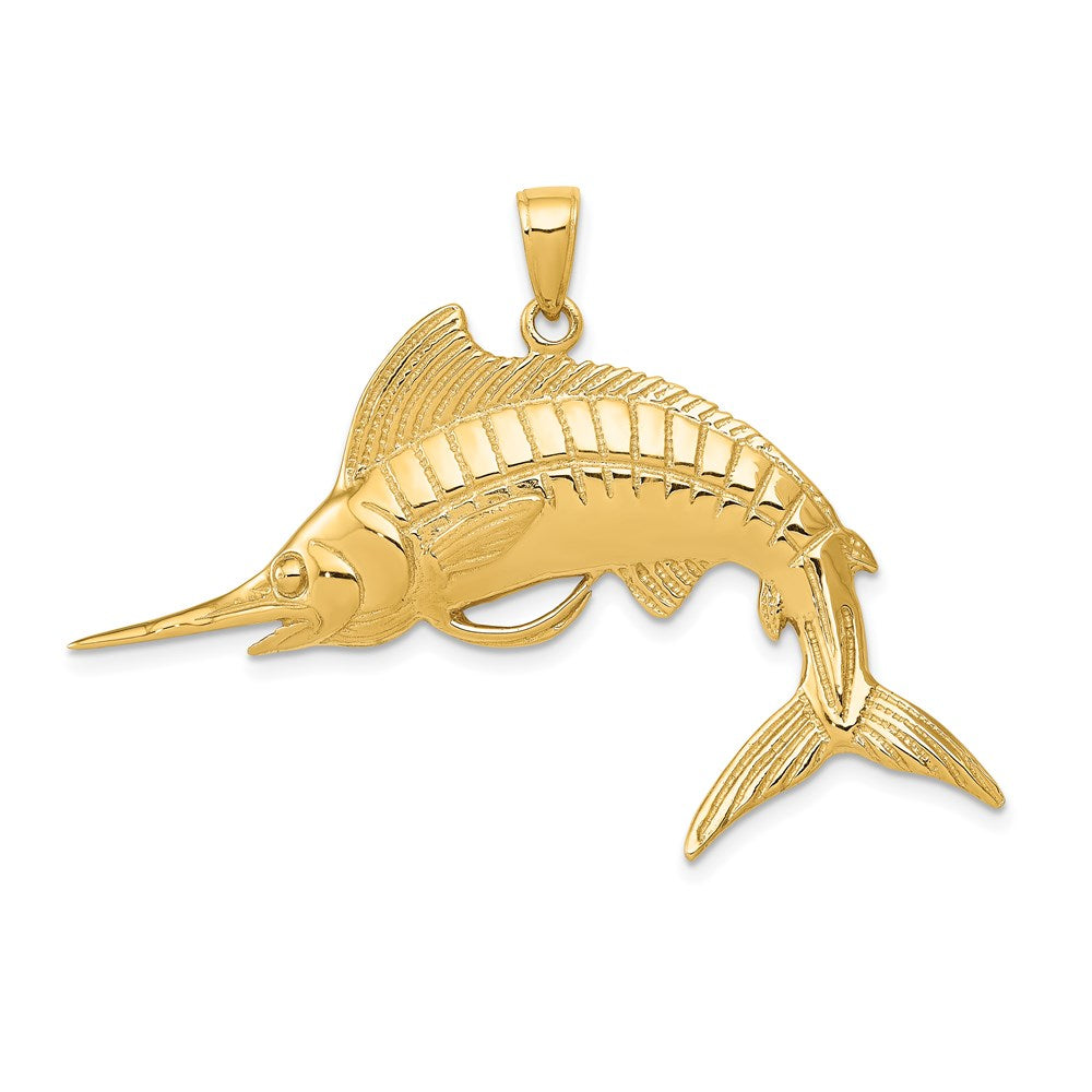 14k Yellow Gold 46 mm Marlin Pendant (7.65 grams)