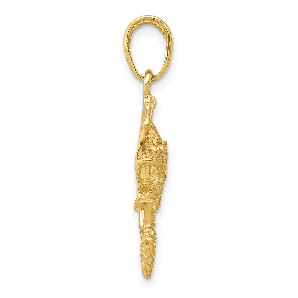14k Yellow Gold 17 mm Jumping Bass Fish Pendant (2.25 grams)