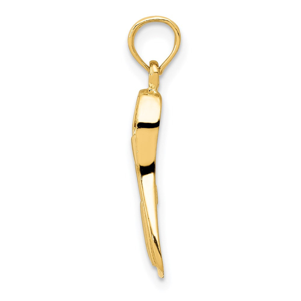 14k Yellow Gold 6 mm 3D Scuba Flipper Pendant (1.23 grams)