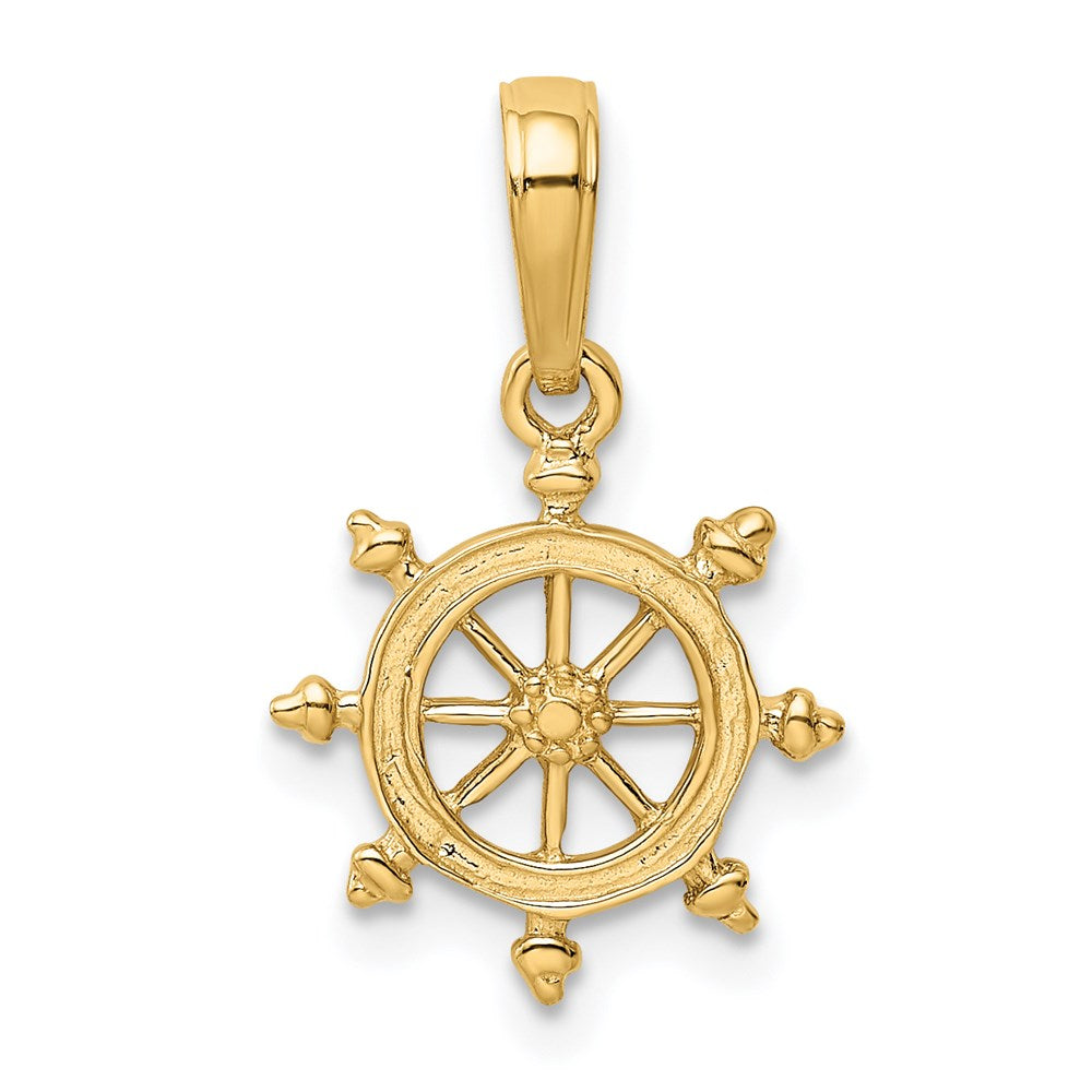 14k Yellow Gold 12 mm Ship Wheel Pendant (0.7 grams)