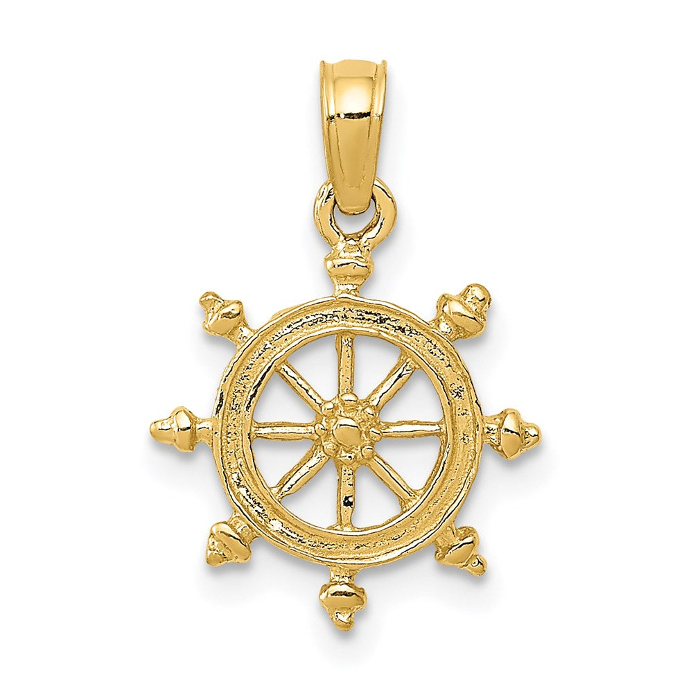 14k Yellow Gold 12 mm Ship Wheel Pendant (0.7 grams)