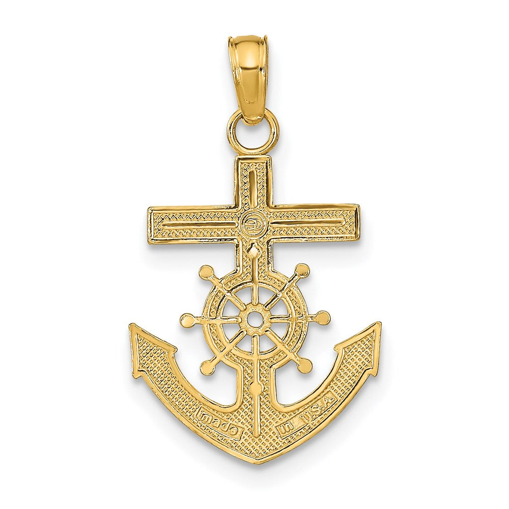 14k Yellow Gold 15 mm Mariner's Cross Pendant (0.99 grams)