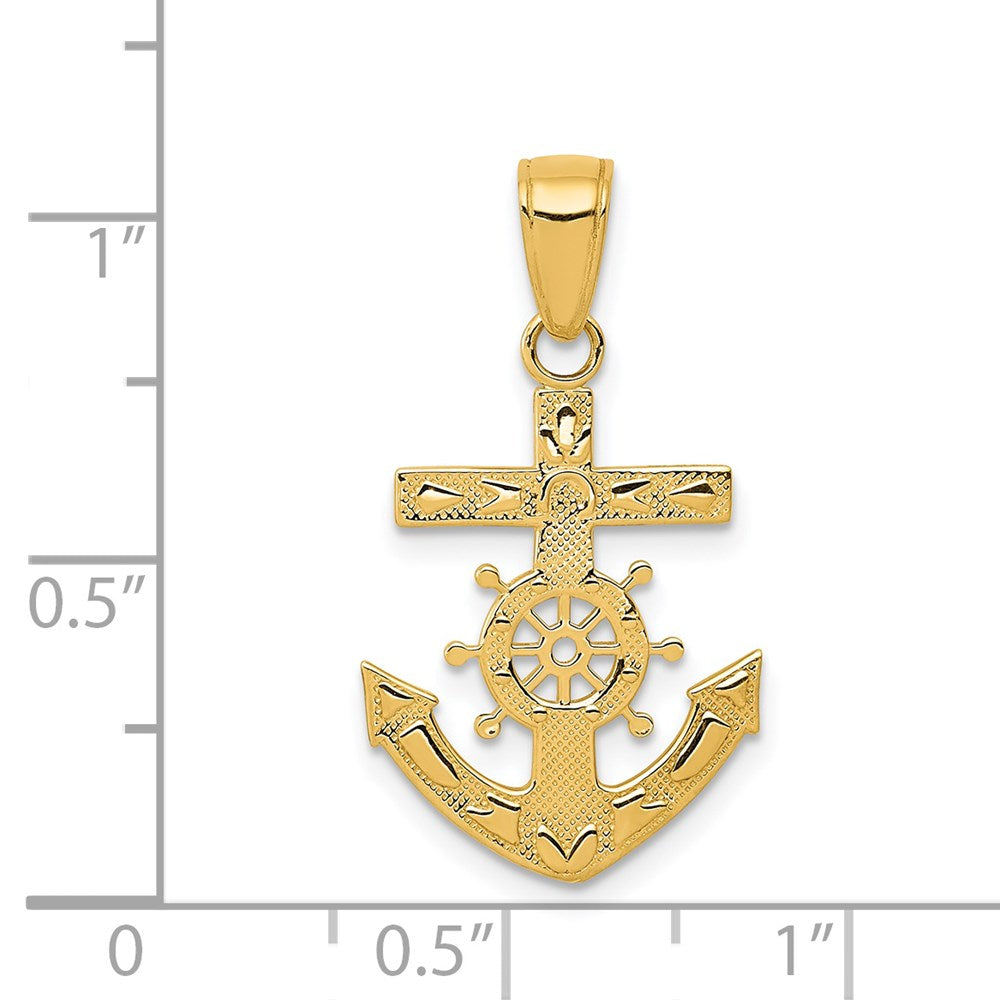 14k Yellow Gold 15 mm Mariner's Cross Pendant (0.99 grams)