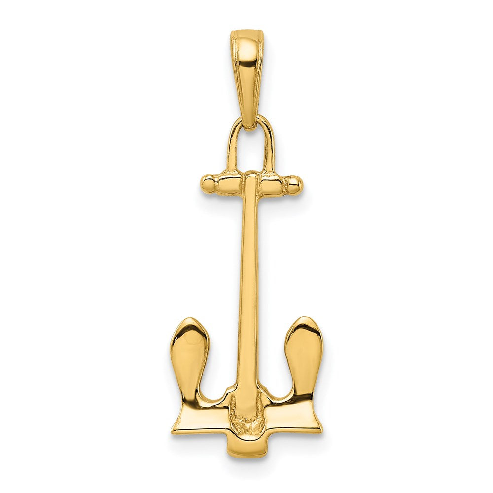 14k Yellow Gold 11 mm 3D Navy Anchor Pendant (1.57 grams)