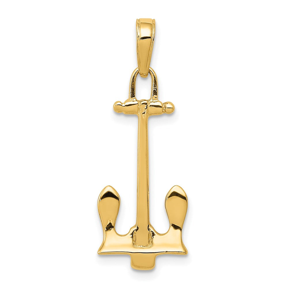 14k Yellow Gold 11 mm 3D Navy Anchor Pendant (1.57 grams)