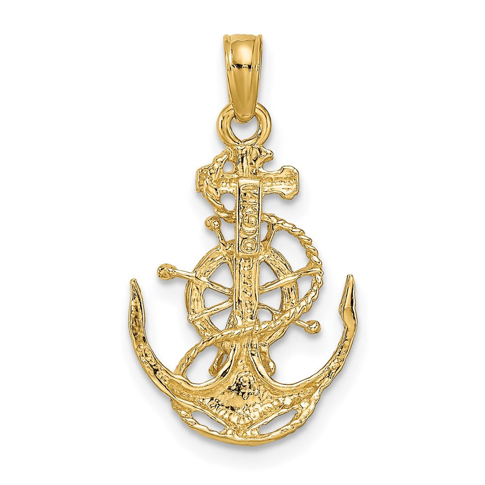 14k Yellow Gold 8 mm Small Anchor w/Wheel Pendant (1.15 grams)